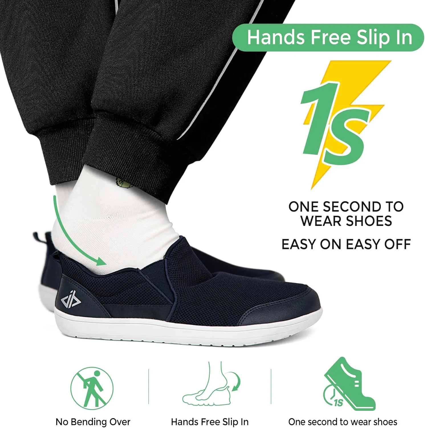 JACKSHIBO Men's Slip in Free up Hands Barefoot Shoes Wide Toe Box Minimalist Walking Sneakers Low Top Slip On Casual Canvas Skate Shoes with Zero Drop Sole Comfortable