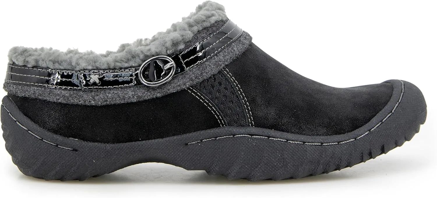 JBU Women's Ginger Faux Shearling Lined Slip On Casual Comfort Mule