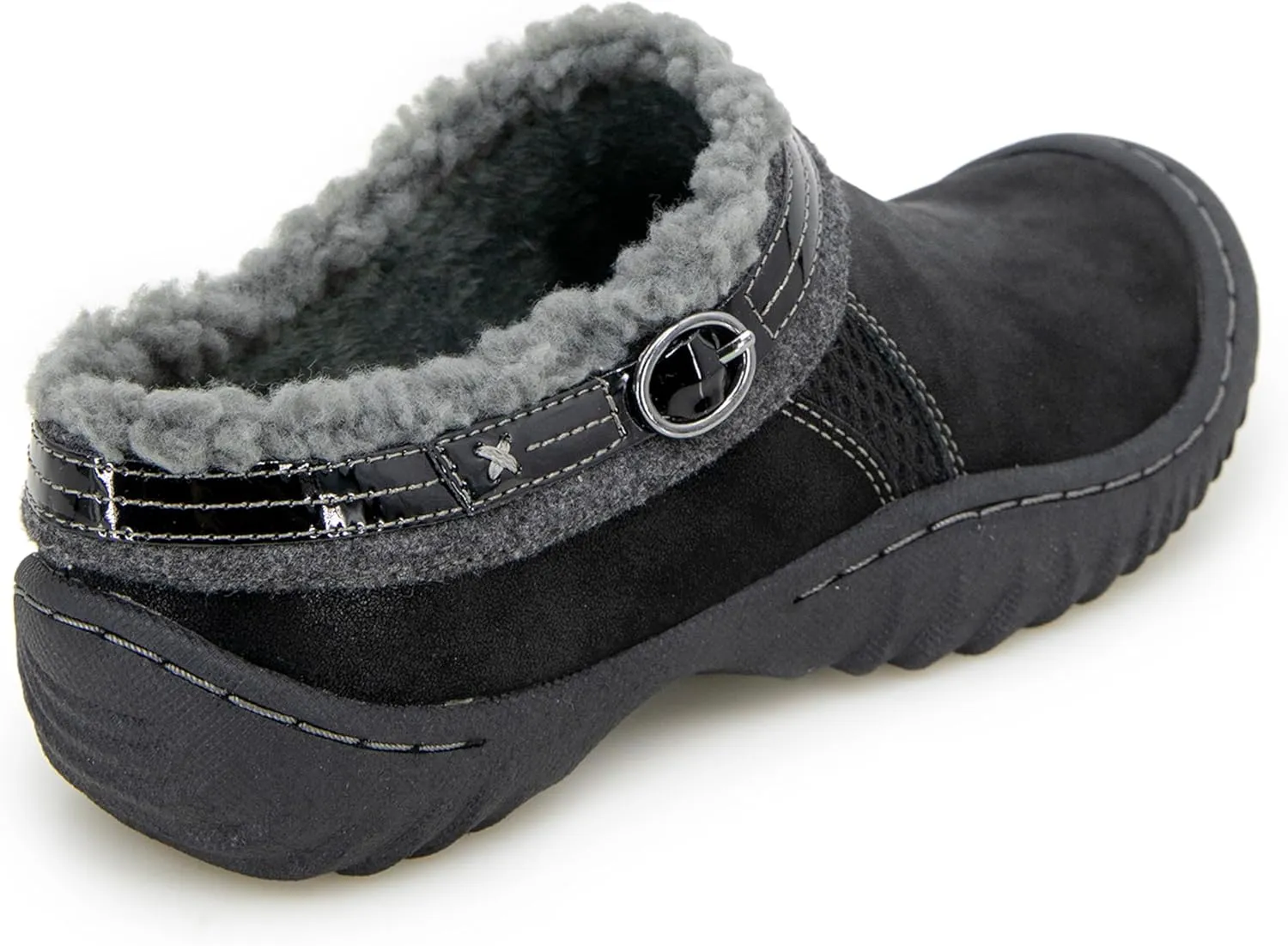 JBU Women's Ginger Faux Shearling Lined Slip On Casual Comfort Mule