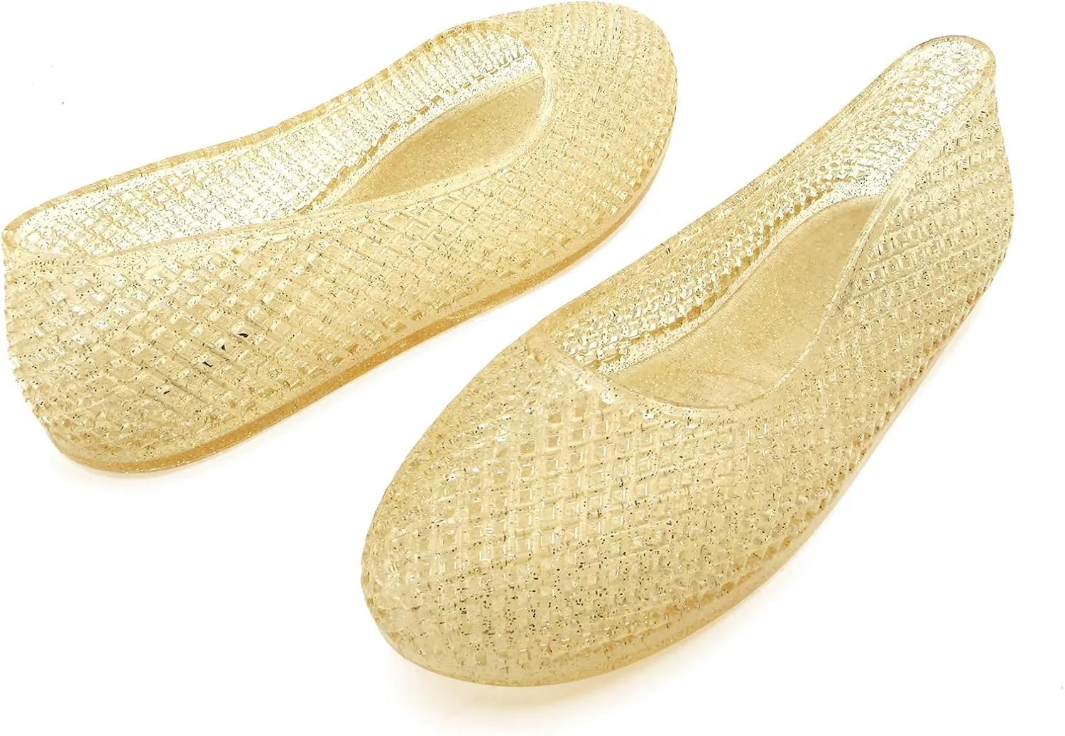 Jelly Mesh Ballet Flats for Women Clear Hollow Jellies Flat Sandals Round Toe Slip On Beach Flat Shoes
