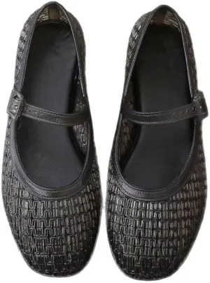 Jelly Mesh Ballet Flats for Women, Jellies Mary Jane Flats, Clear Jelly Ballet Flats, Dress Shoes Lightweight Breathable Low Top Buckled Strap No Slip Waterproof Ballerina Shoes Summer Beach Party