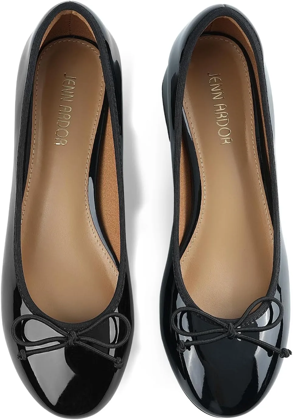 JENN ARDOR Chunky Block Low Heels Bow Round Closed Toe Comfort Work Casual Slip-On Bridal Wedding Guest Dress Cute Ballet Pumps Shoes for Women