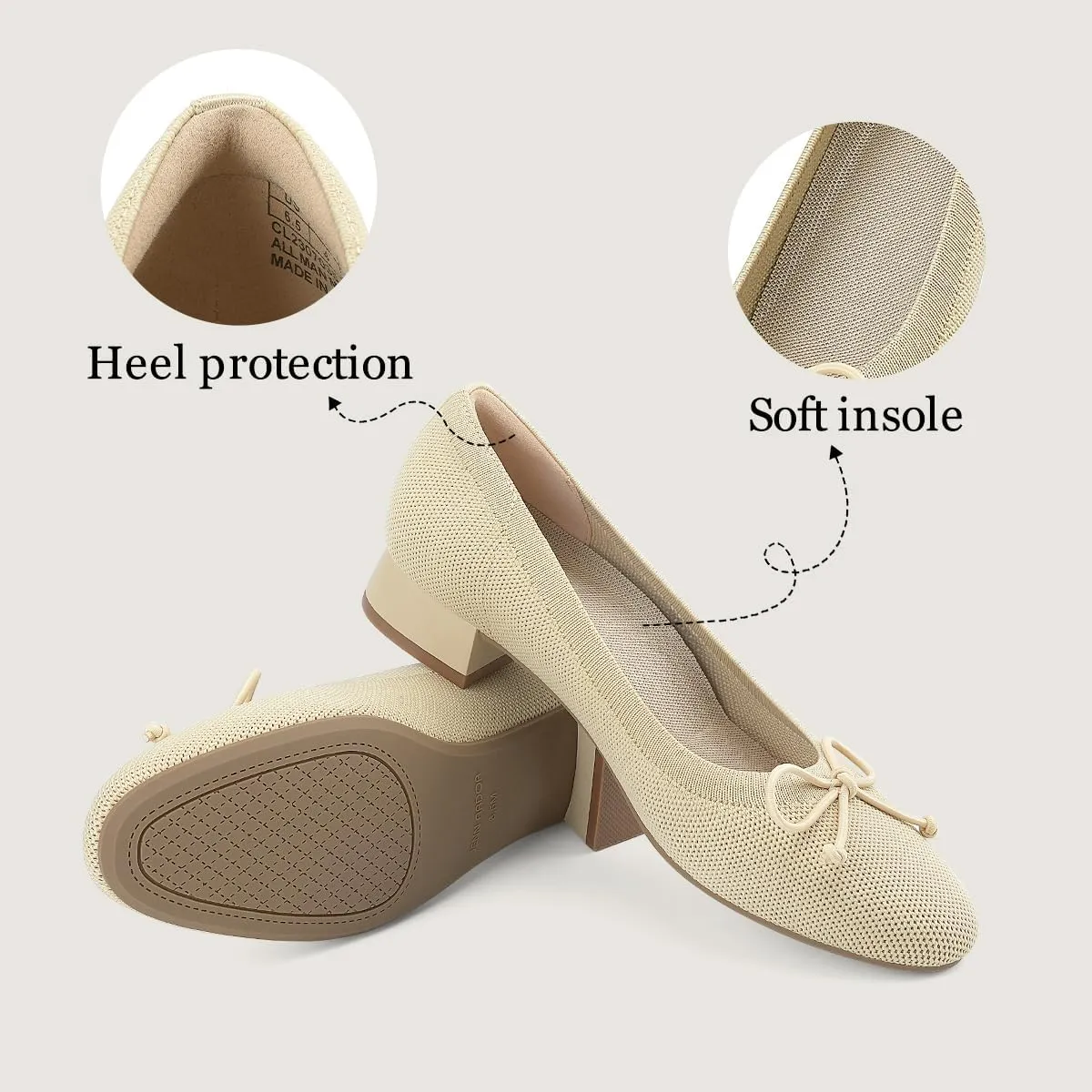 JENN ARDOR Womens Low Block Chunky Pumps Ladies Dress Heels Closed Round Toe Casual Office Shoes for Women Comfortable