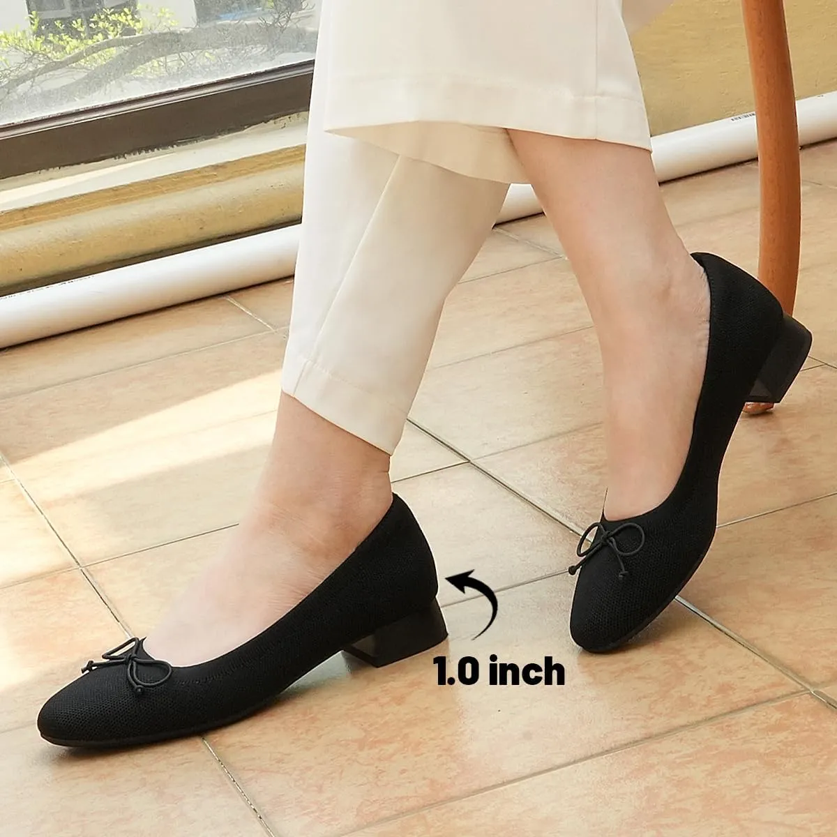 JENN ARDOR Womens Low Block Chunky Pumps Ladies Dress Heels Closed Round Toe Casual Office Shoes for Women Comfortable