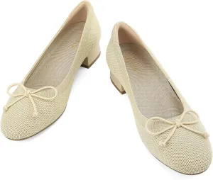 JENN ARDOR Womens Low Block Chunky Pumps Ladies Dress Heels Closed Round Toe Casual Office Shoes for Women Comfortable