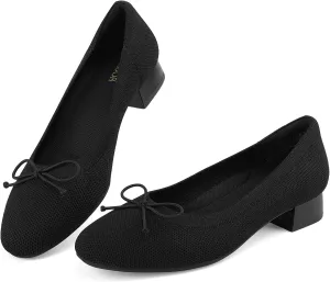 JENN ARDOR Womens Low Block Chunky Pumps Ladies Dress Heels Closed Round Toe Casual Office Shoes for Women Comfortable