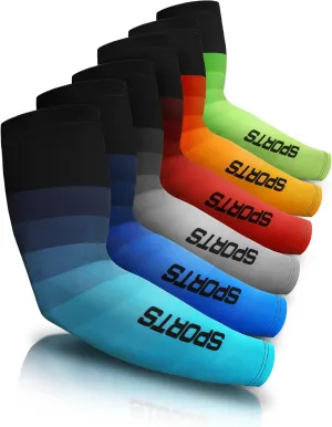 JenPen 6 Pairs Arm Sleeve UV Sun Protection Sleeves Cooling Sports Sleeve Anti Slip Ice Silk Warmers Arm Covers for Men Women