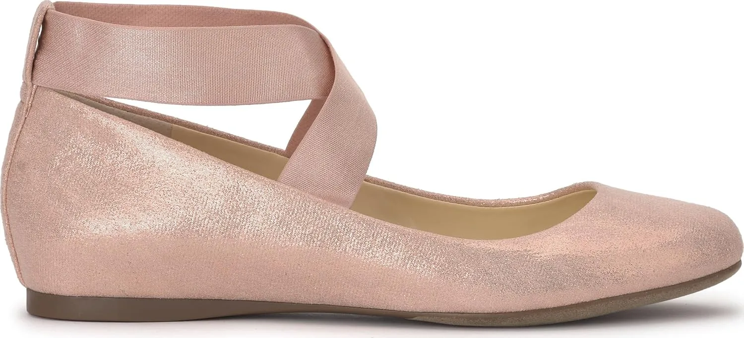 Jessica Simpson Mandayss Women's Pull-On Criss-Cross Ankle Ballet Flats Shoes