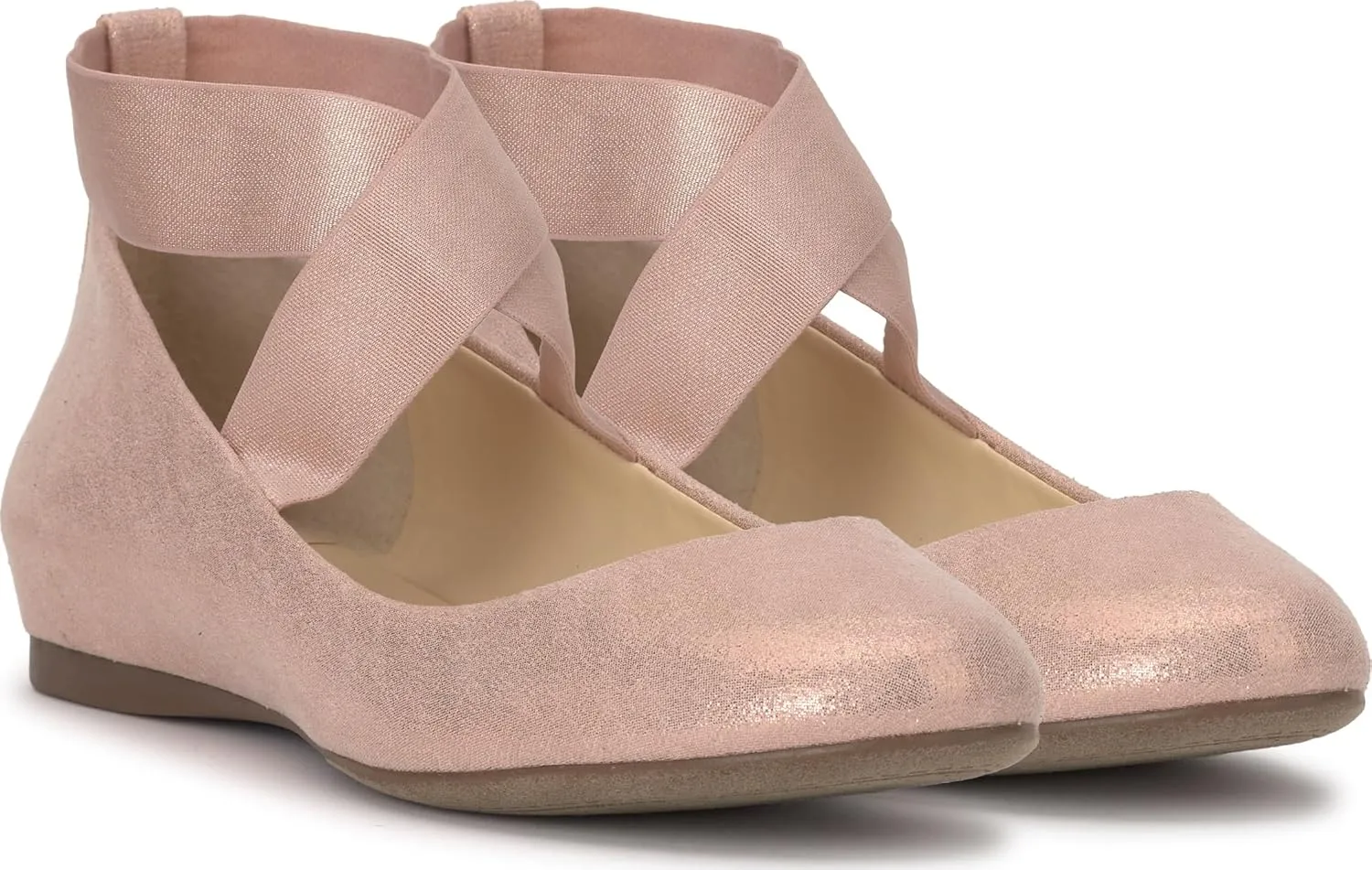 Jessica Simpson Mandayss Women's Pull-On Criss-Cross Ankle Ballet Flats Shoes