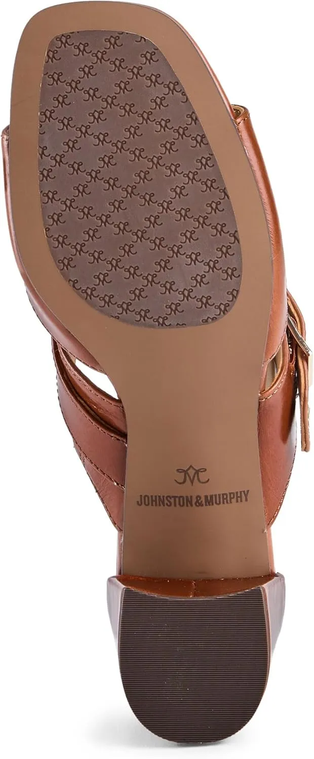 Johnston & Murphy Women’s Everly Buckle Slide Sandals, 2.5” Slip On Heels for Women, Women’s Heeled Sandals