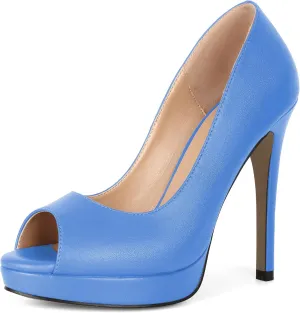 Joseywade Platform High Heels for Women Peep Toe Thin Sky High Heel Pumps Stiletto Heel Slip On 5 Inch Party Dress Shoes for Work Casual Daily Life Party Dress