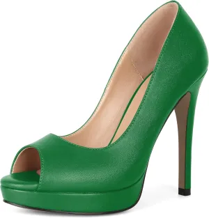 Joseywade Platform High Heels for Women Peep Toe Thin Sky High Heel Pumps Stiletto Heel Slip On 5 Inch Party Dress Shoes for Work Casual Daily Life Party Dress