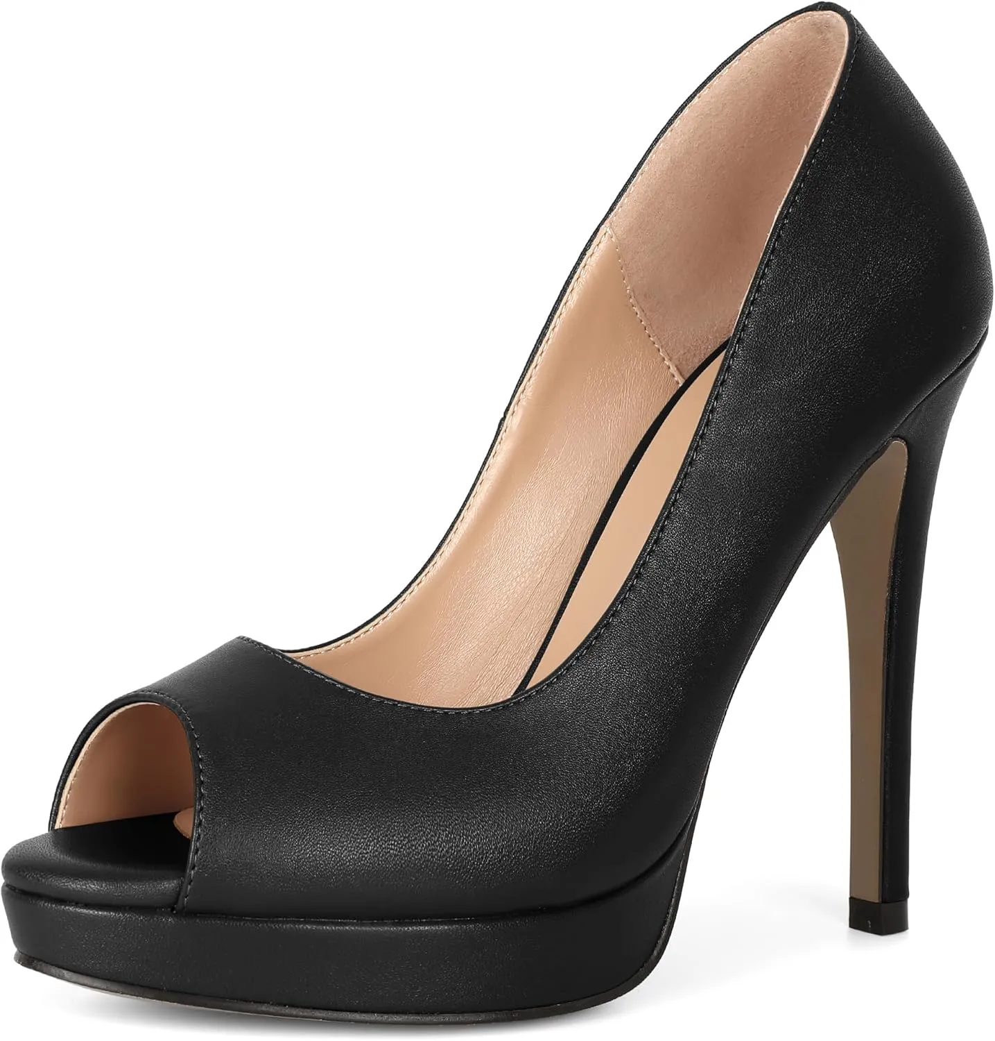 Joseywade Platform High Heels for Women Peep Toe Thin Sky High Heel Pumps Stiletto Heel Slip On 5 Inch Party Dress Shoes for Work Casual Daily Life Party Dress