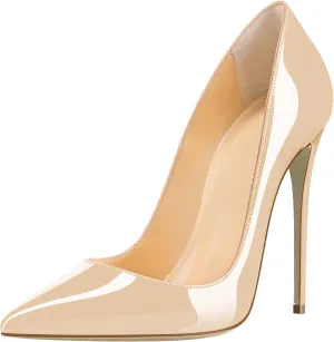 Joseywade Womens High Stilettos Heels Pointed Toe Pumps Slip-on 5 Inch Sky High Slim Thin Heel Dress Shoes
