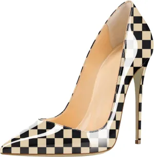 Joseywade Womens High Stilettos Heels Pointed Toe Pumps Slip-on 5 Inch Sky High Slim Thin Heel Dress Shoes