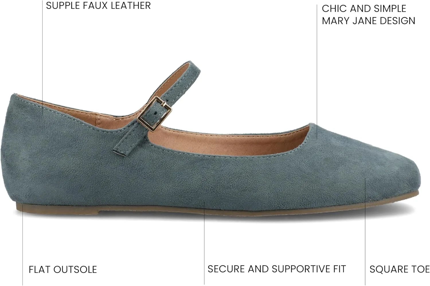 Journee Collection Women's Carrie Buckle Strap Dress Flats