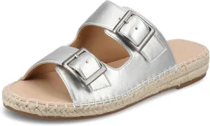 Journee Womens Slide On Sandal Cushioned Footbed Tresah Espadrille Open Toe Faux Leather Double Buckle