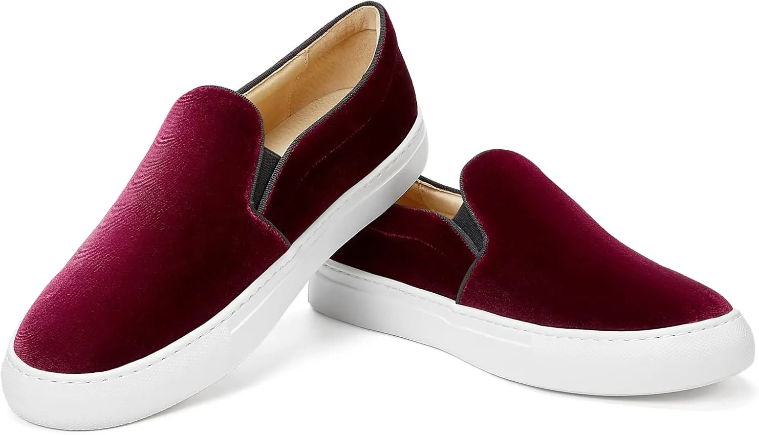 Journey West Women's Fashion Velvet Sneakers with Embroidery Comfortable Slip-On Work Shoes for Women
