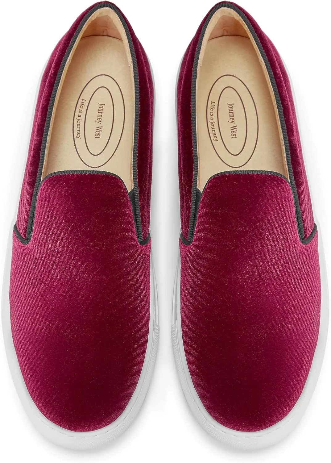 Journey West Women's Fashion Velvet Sneakers with Embroidery Comfortable Slip-On Work Shoes for Women