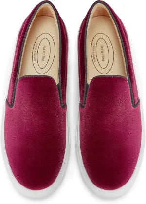 Journey West Women's Fashion Velvet Sneakers with Embroidery Comfortable Slip-On Work Shoes for Women