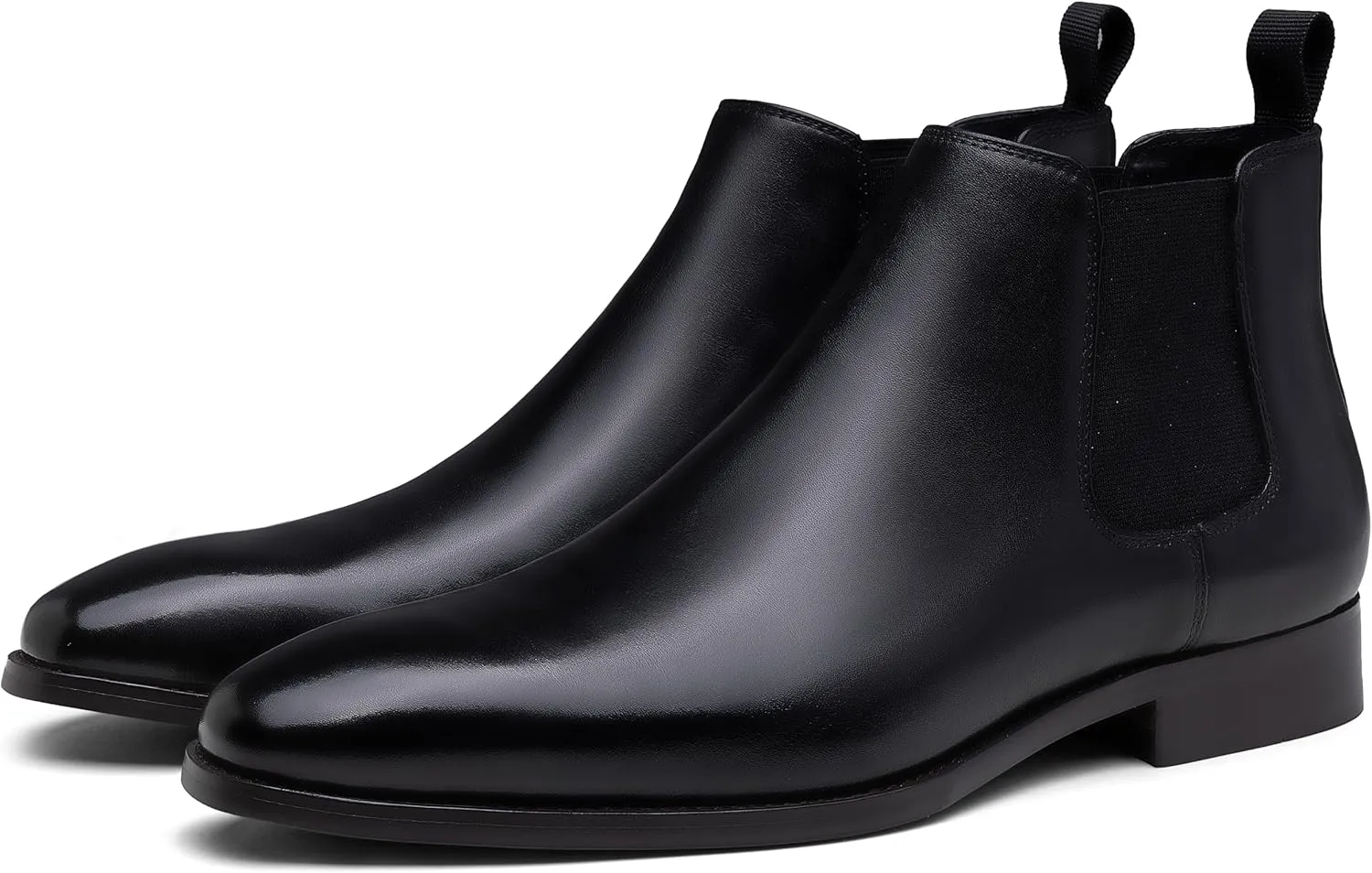 Jousen Chelsea Boots Men Polished Leather Dress Boots Stylish Classic Retro Slip On Boots for Men