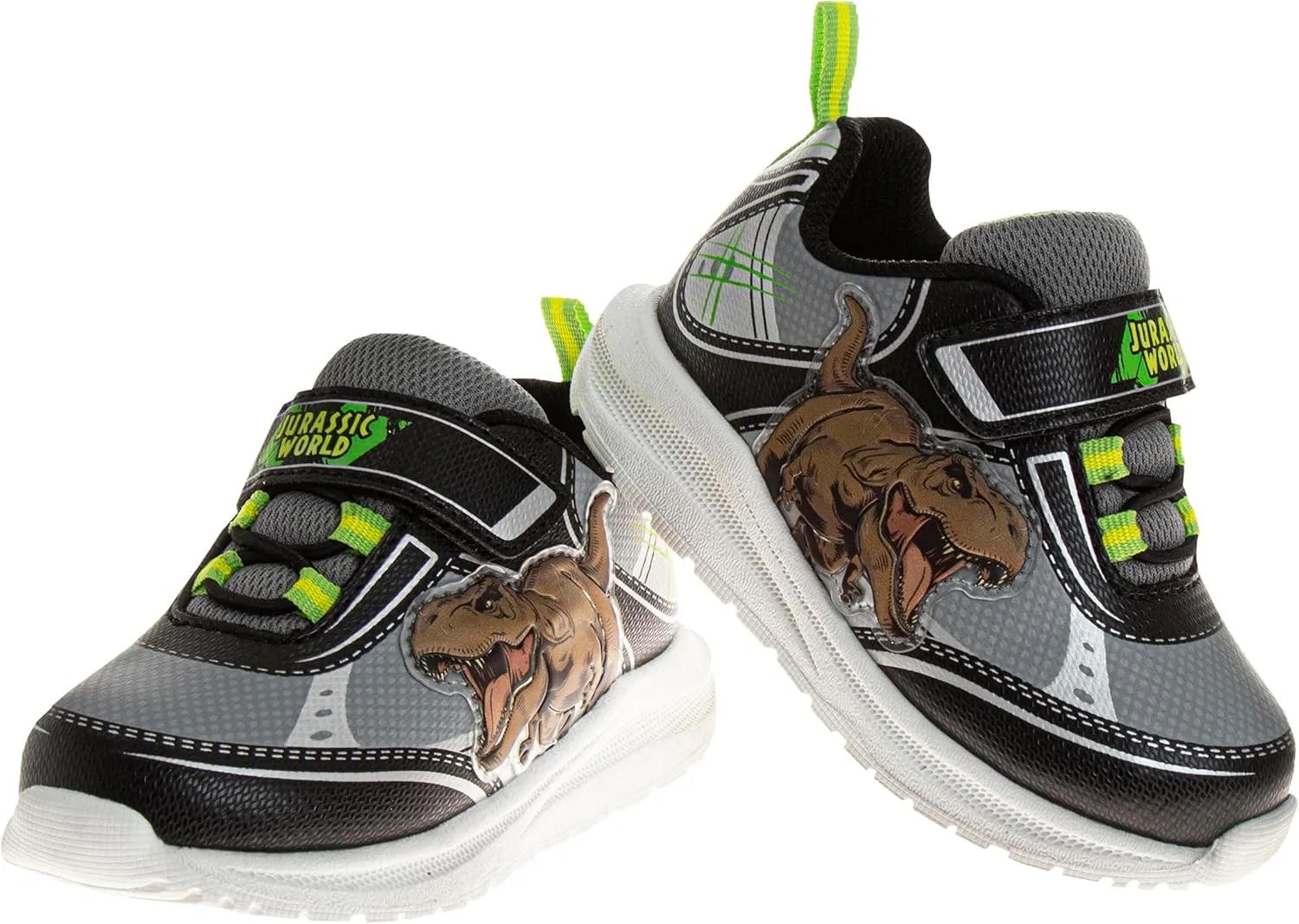 Jurassic World Sneakers with Easy Strap - Dinosaur T-Rex Shoes Laceless Closure Lightweight Jurassic Park Sneaker (Size Toddler-Little Kid)