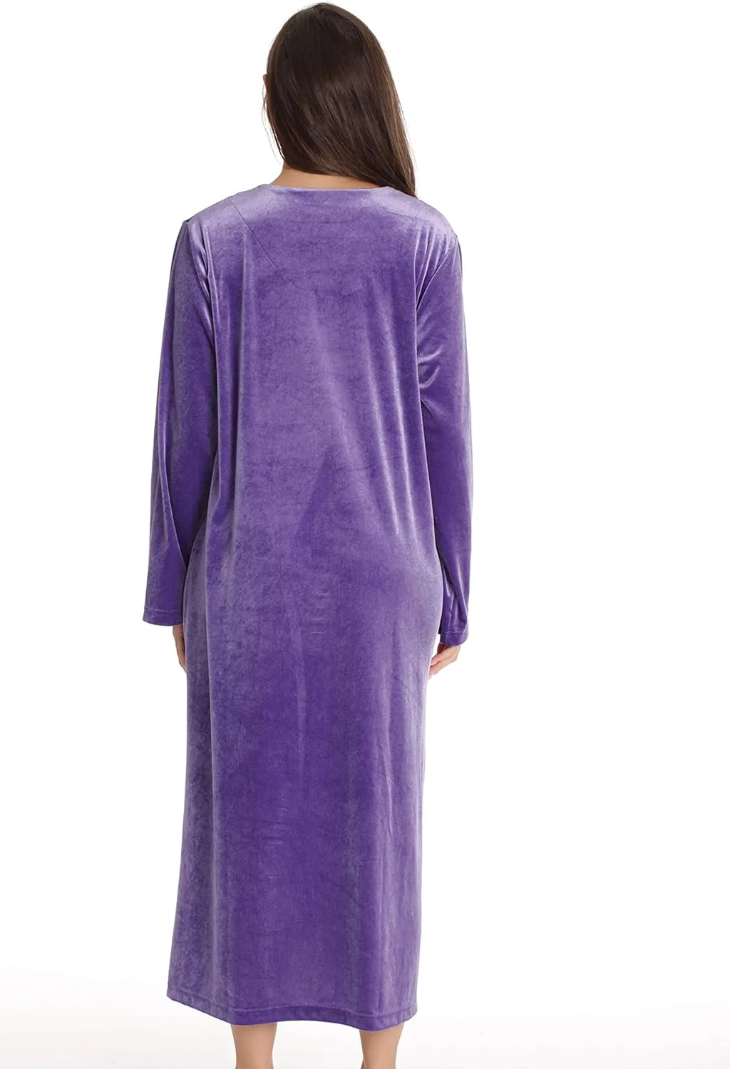 Just Love Stretch Velour Embroidered Zipper Lounger Robe for Women with Pockets