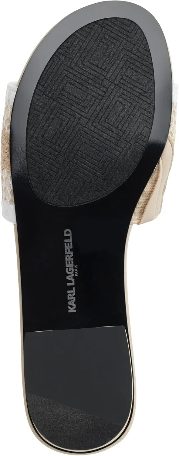 KARL LAGERFELD Women's Cushioned Insole Everyday Cairra-Flat Slide Heeled Sandal