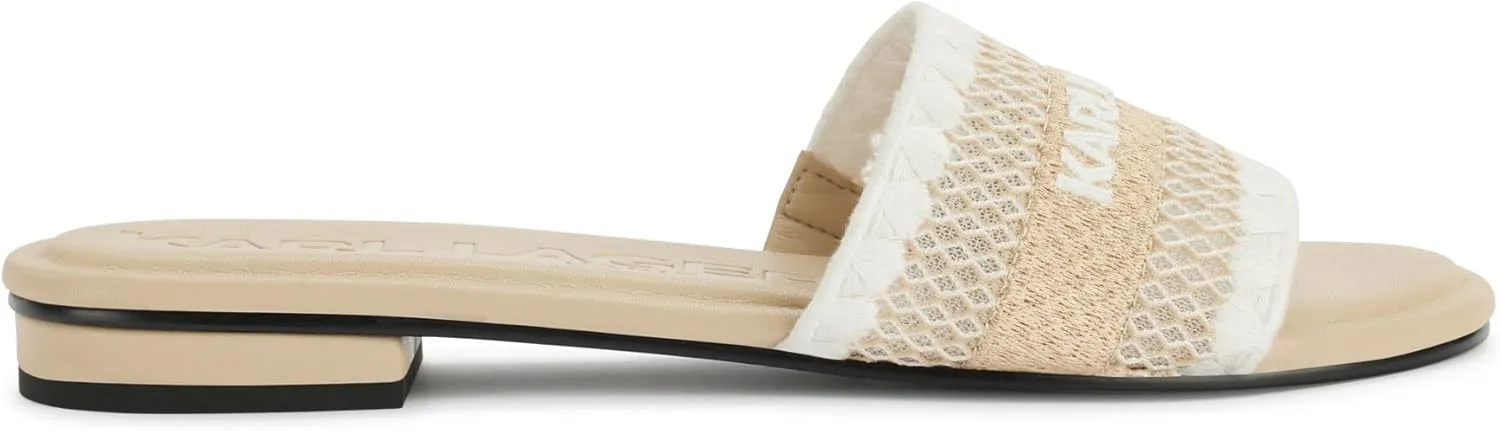 KARL LAGERFELD Women's Cushioned Insole Everyday Cairra-Flat Slide Heeled Sandal