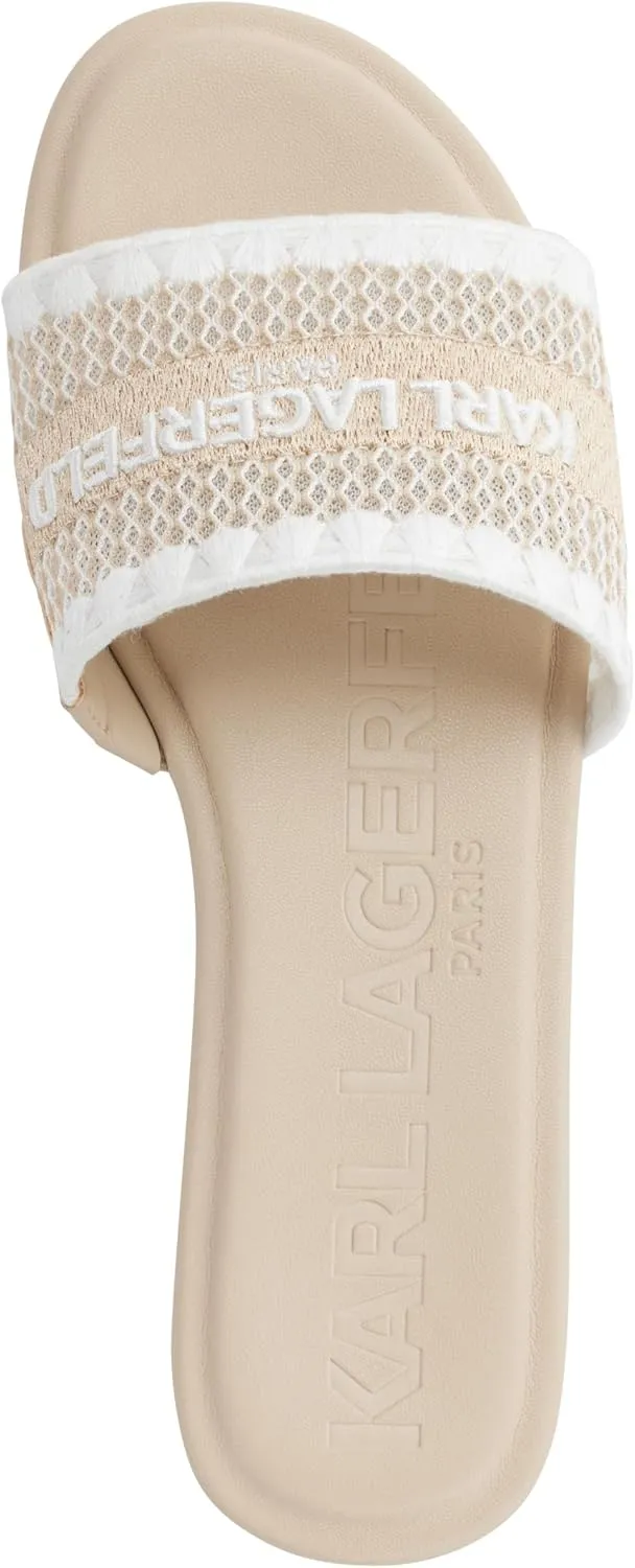 KARL LAGERFELD Women's Cushioned Insole Everyday Cairra-Flat Slide Heeled Sandal