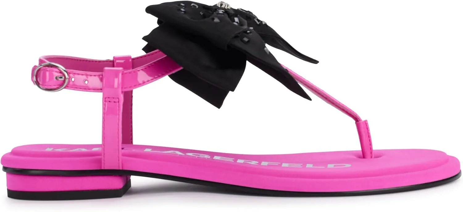 KARL LAGERFELD Women's Cushioned Insole Everyday Cristi Bow-Flat Womes's Sandal Slide