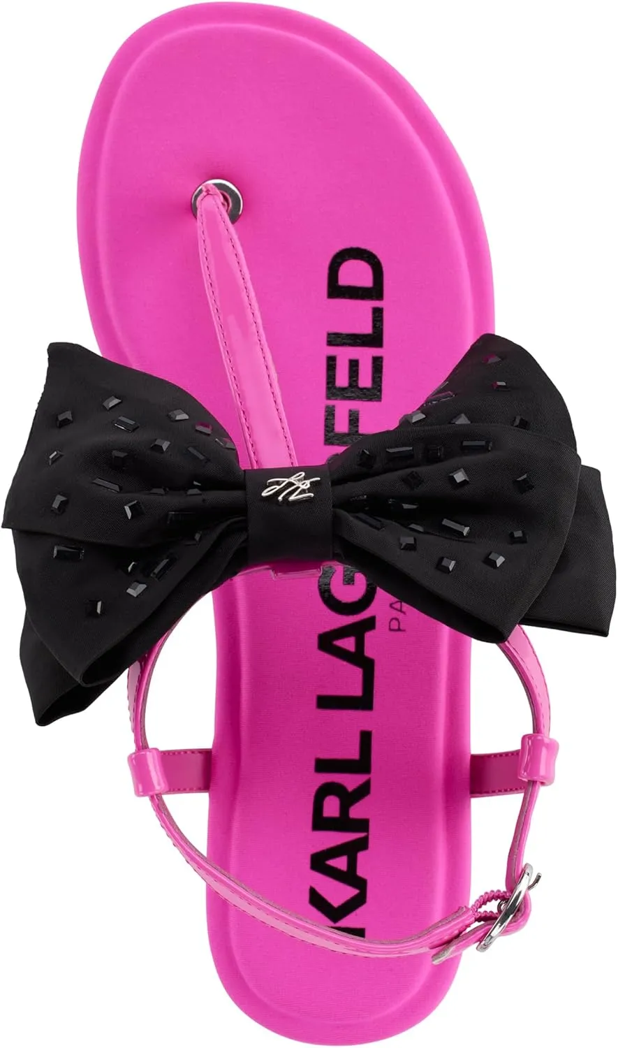 KARL LAGERFELD Women's Cushioned Insole Everyday Cristi Bow-Flat Womes's Sandal Slide