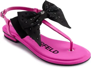 KARL LAGERFELD Women's Cushioned Insole Everyday Cristi Bow-Flat Womes's Sandal Slide