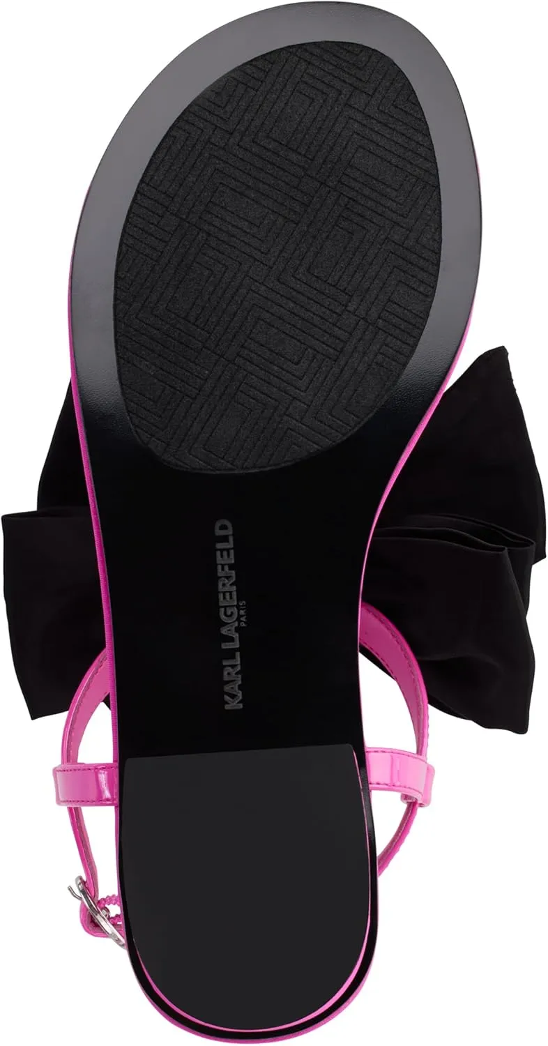 KARL LAGERFELD Women's Cushioned Insole Everyday Cristi Bow-Flat Womes's Sandal Slide
