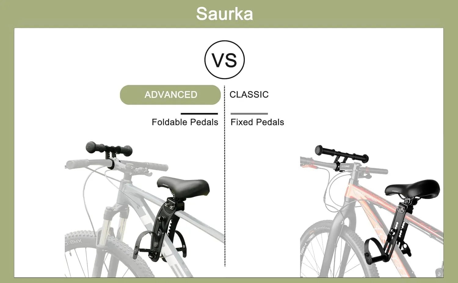 Kid Bike Seat Front Mounted and Handlebar for Mountain Bike Parent-Child Cycling, Child Bicycle Seat&Child Handlebar for All Adult MTB Bike Cycling(Foldable/Not Foldable Pedals)