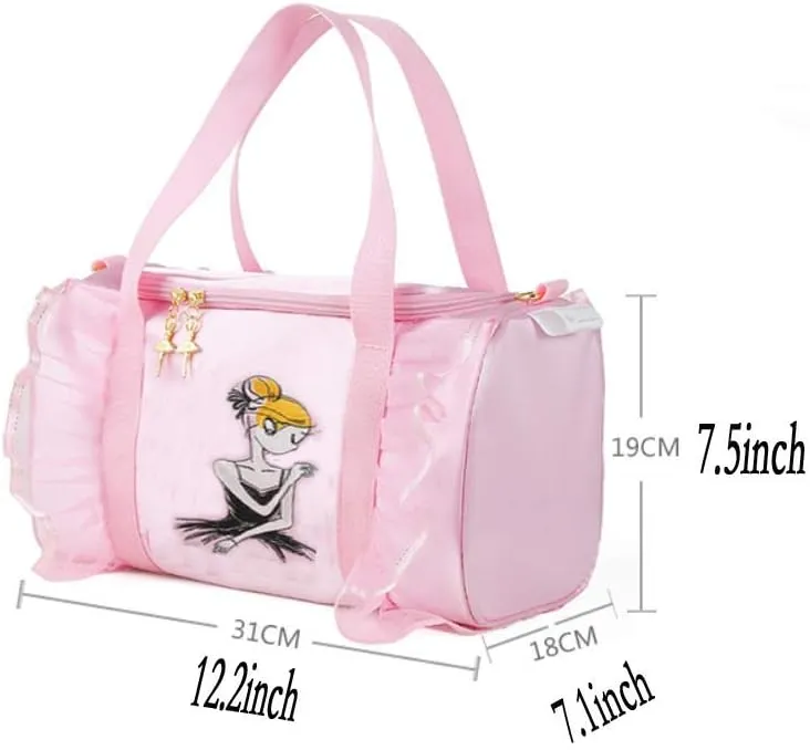 Kids Ballerina Dance Bag for Girls, Duffel is The Perfect Size for Ballet Class,Dance Recitals,Weekend Overnight, Short trips,Carry-on Size