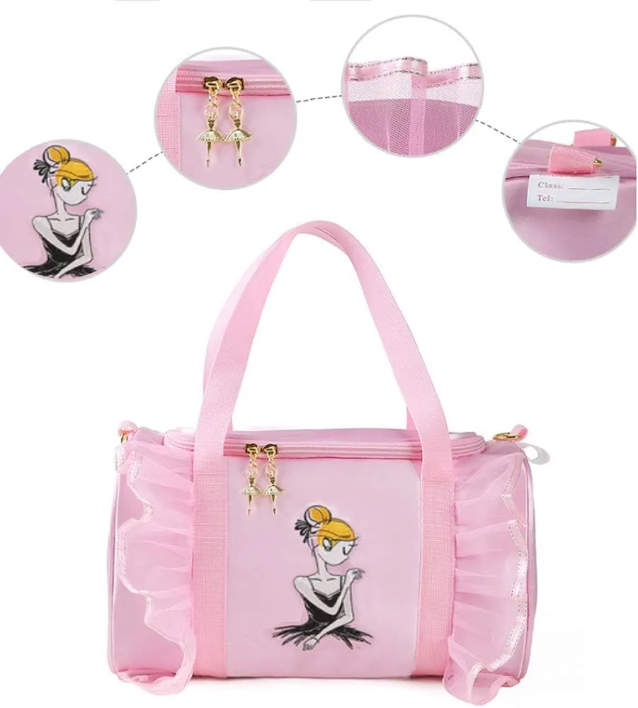 Kids Ballerina Dance Bag for Girls, Duffel is The Perfect Size for Ballet Class,Dance Recitals,Weekend Overnight, Short trips,Carry-on Size