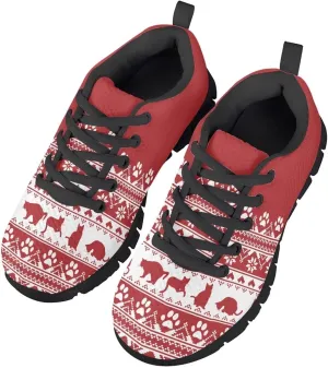 Kids Christmas Sneaker Cozy Breathable Lace-Up Tennis Shoes for Litter Kids Anti-Skip Footwear Lightweight Running Shoes for Big Kid US 11-5
