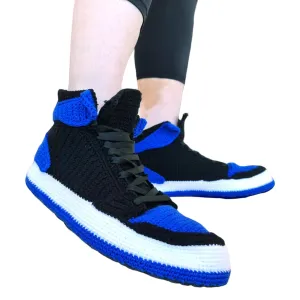 Knitted High Top Slippers, Cozy House Shoes, Cute Winter Sneakers, Personalized Custom Kicks, Basketball Men Shoes