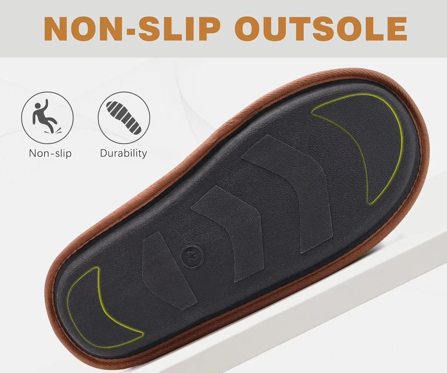 KuaiLu Mens House Memory Foam Slippers with Comfy Warm Plush Lining Felt Slip On Casual Pantuflas Mans Comfortable Bedroom Shoes Rubber Sole for Indoor&Outdoor (Mens Size 7-15)