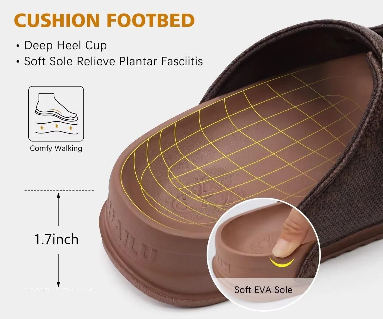 KuaiLu Womens Sandals with Arch Support Comfortable Orthopedic Cushion Recovery Slides Summer Fashion Leather Double Buckle Casual Slip On Plantar Fasciitis Shoes for Indoor&Outdoor (US Size 6-12)