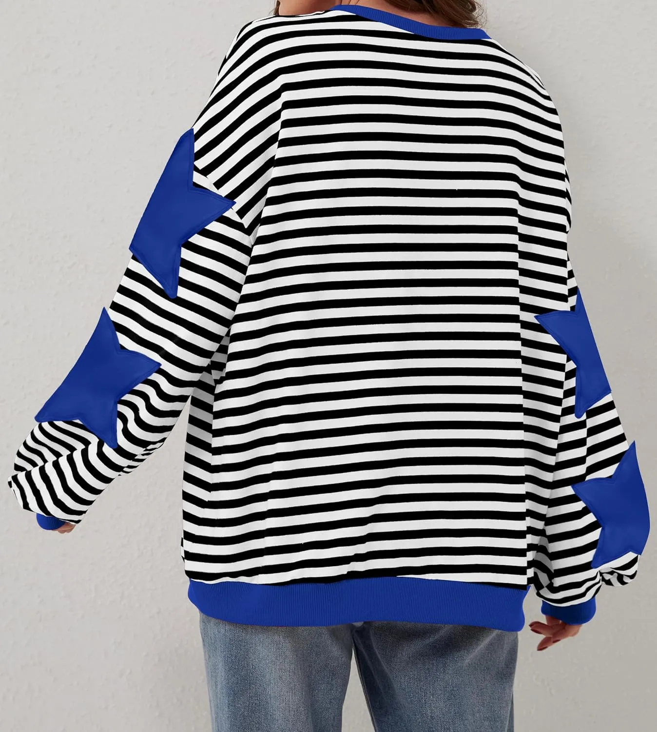 Labolliy Women Striped Oversized Sweatshirt Color Block Crew Neck Long Sleeve Shirt Casual Pullover Top Fall Y2K Clothes