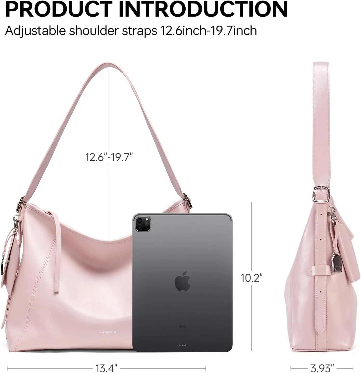 LA'FESTIN Leather Shoulder Purse For Women: Black Crossbody Bags Small Handbags - Trendy Medium Hobo Bag