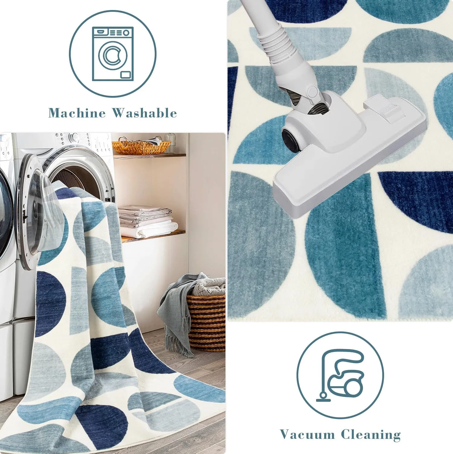 Lahome Boho 5x7 Rug, Ultra-Thin Living Room Rugs Soft Washable Rug, Modern Soft Area Rug for Bedroom Non Shedding Nursery Rugs for Classroom Kids Dining Room Office (5x7ft,Blue)