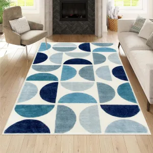 Lahome Boho 5x7 Rug, Ultra-Thin Living Room Rugs Soft Washable Rug, Modern Soft Area Rug for Bedroom Non Shedding Nursery Rugs for Classroom Kids Dining Room Office (5x7ft,Blue)