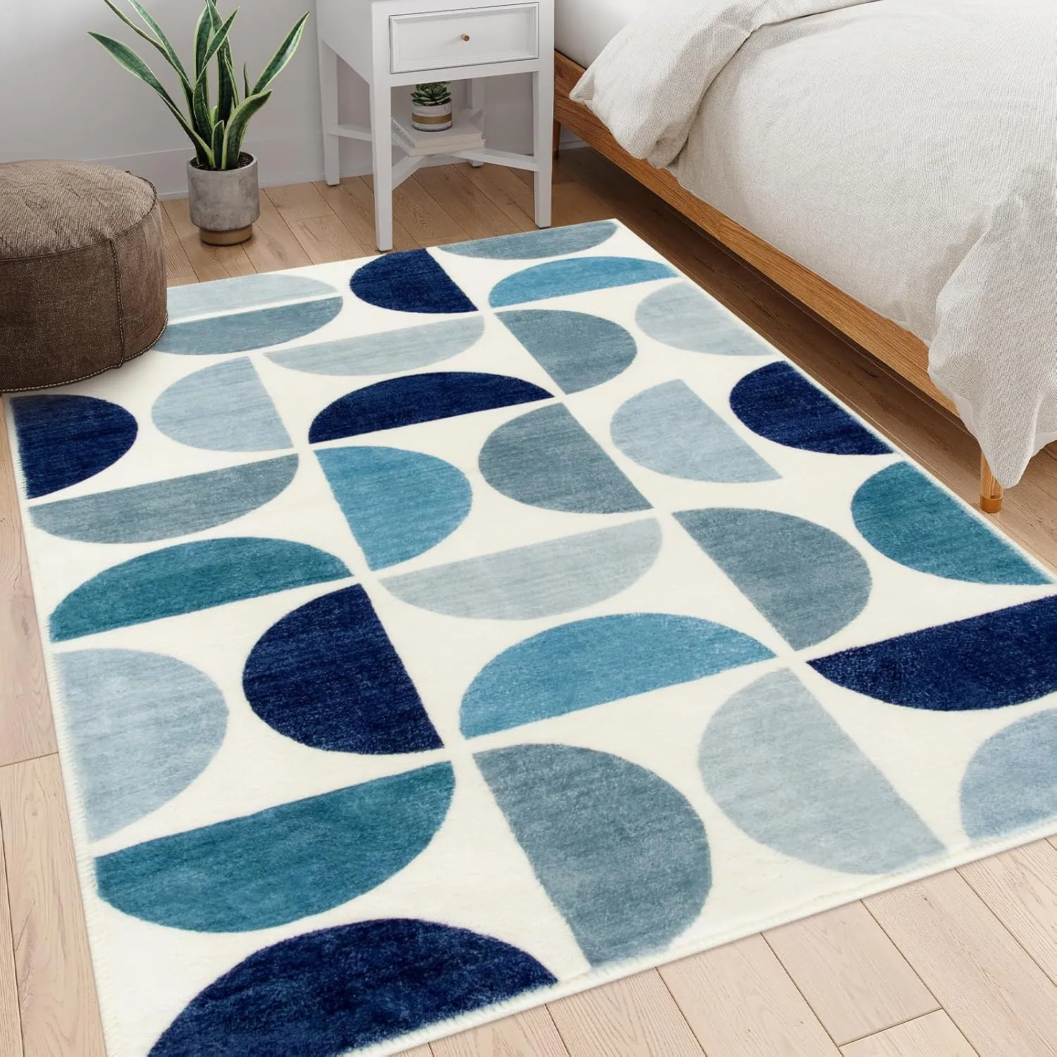 Lahome Boho 5x7 Rug, Ultra-Thin Living Room Rugs Soft Washable Rug, Modern Soft Area Rug for Bedroom Non Shedding Nursery Rugs for Classroom Kids Dining Room Office (5x7ft,Blue)