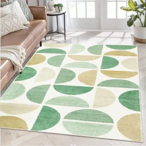 Lahome Boho Area Rug for Bedroom-3x5 Green Rug Soft Ultra-Thin Classroom Modern Washable Rugs Distressed Non Shedding Dining Carpet for Kids Nursery Room Office, Green
