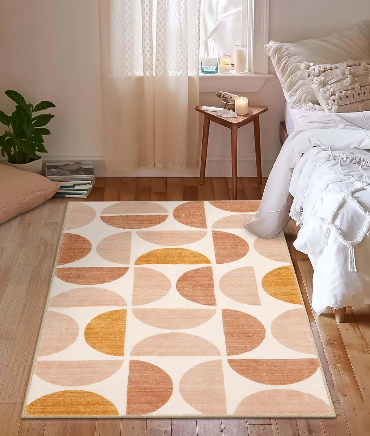 Lahome Boho Rug - 3x5 Washbale Rugs for Bedroom Office Dorm, Bohemian Non-Slip Soft Classroom Rug Girls Ultra-Thin Geometric Small Carpet for Living Room Entryway Kitchen Playroom, Multi