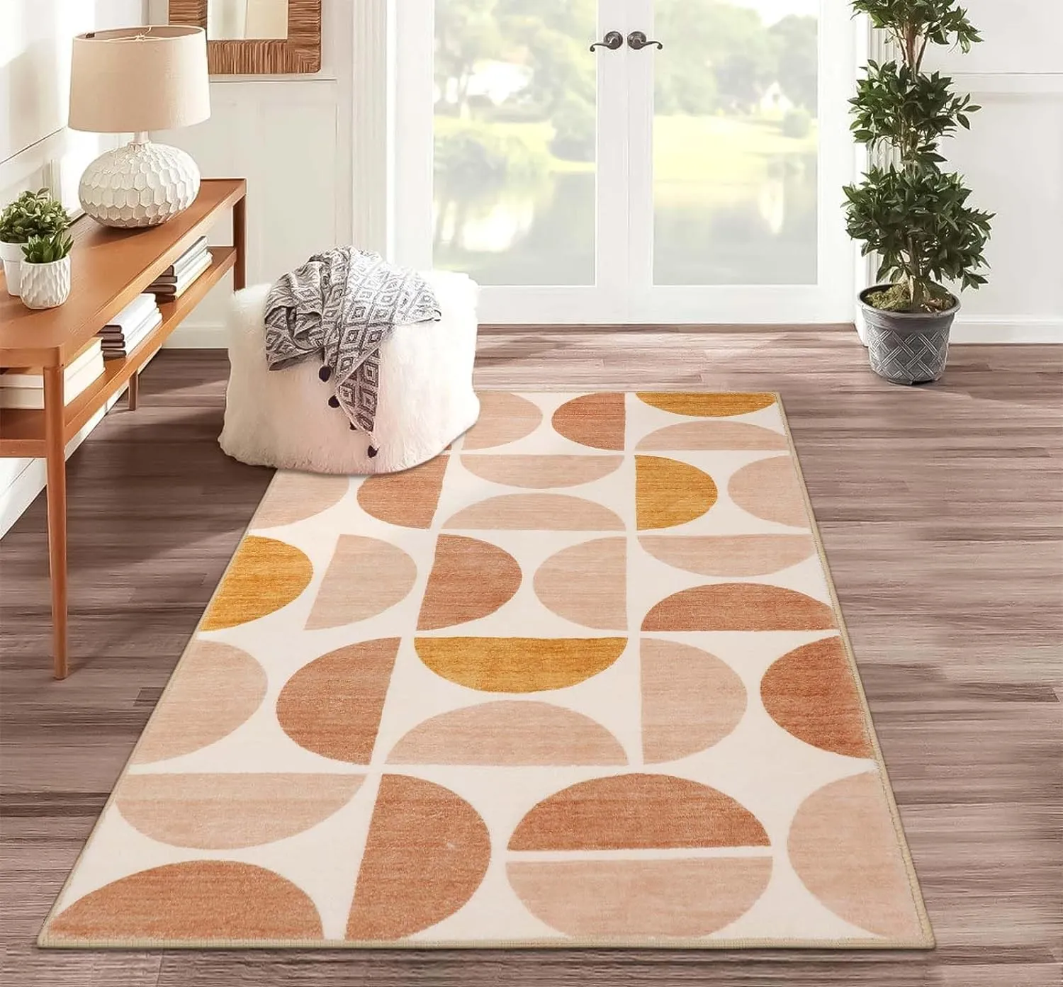 Lahome Boho Rug - 3x5 Washbale Rugs for Bedroom Office Dorm, Bohemian Non-Slip Soft Classroom Rug Girls Ultra-Thin Geometric Small Carpet for Living Room Entryway Kitchen Playroom, Multi