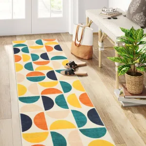 Lahome Boho Runner Rug Non Slip, 2x6 Soft Hallway Runner Rug for Bathroom, Modern Washable Runner Rug Non Shedding Carpet Rug for Entryway Kitchen Bedroom Laundry Room (Blue/Mulit,2'x6')